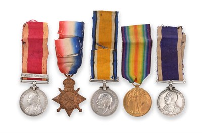 Lot 8 - A Royal Navy China War/ First World War Naval Long Service Group of Five Medals, comprising...