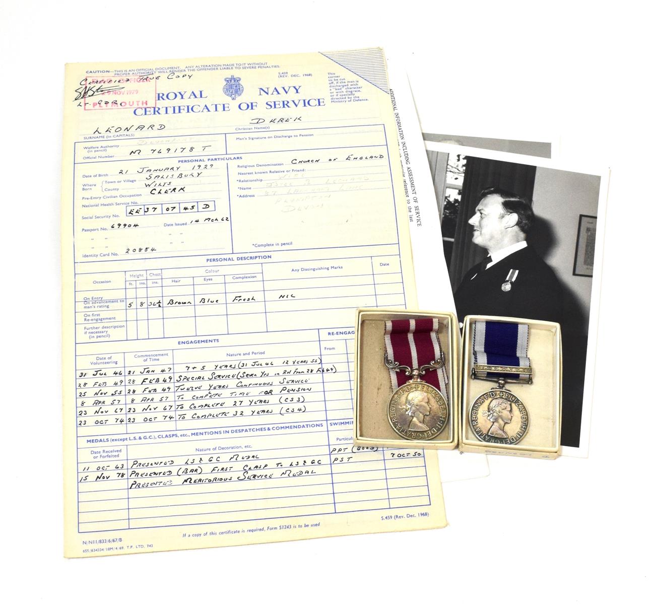 Lot 16 - An Elizabeth II  Royal Navy Long Service Pair to Fleet Chief Petty Officer Writer Derek...