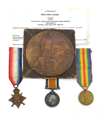 Lot 29 - A First World War Trio and Memorial Plaque, of 1914-15 Star, British War Medal and Victory...