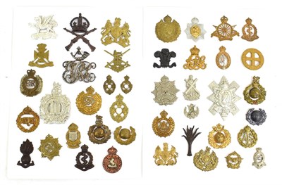 Lot 42 - A Collection of Forty Two British Cap and Collar Badges, including a white metal cloth helmet plate