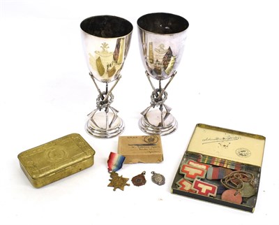 Lot 54 - A Small Collection of Militaria, comprising two Prince of Wales Volunteer silver plated...