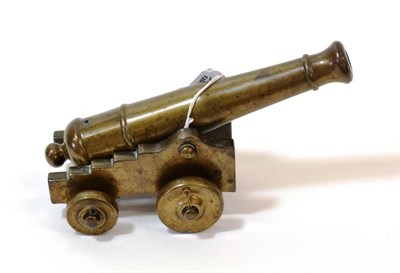 Lot 59 - A 19th Century Bronze Signal Cannon, the 23cm double ringed barrel with flared muzzle, rounded...