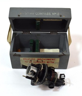 Lot 65 - A Second World War Air Ministry Astro Compass MkII, numbered 6.A/1174, 2.X., in original blue...