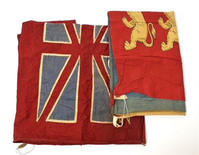 Lot 72 - An Early 20th Century Royal Standard Banner, in printed cotton, with cotton ribbon ties, 98cm...