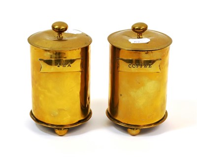 Lot 73 - A Pair of First World War Trench Art Shell Cases, modelled as coffee and tea canisters, each...