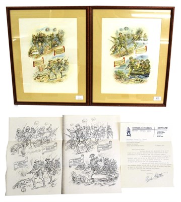 Lot 81 - Charles C Stadden, First and Second World War Battlefield Scenes, a pair of watercolour...