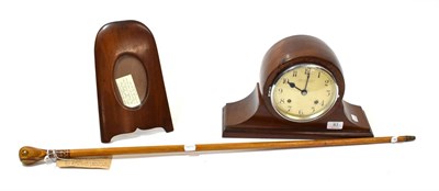 Lot 83 - Royal Flying Corps Interest:- a mahogany mantel clock, the drum case made from the hub of a crashed