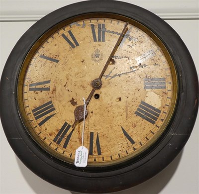 Lot 84 - A Second World War RAF Mahogany Wall Timepiece, the 34cm circular cream painted dial with black...