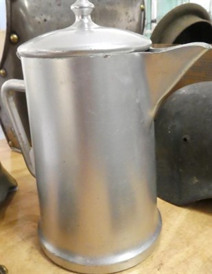 Lot 114 - A German Third Reich Kriegsmarine Large Aluminium Hot Water Jug and Hinged Cover by Ritter, of...