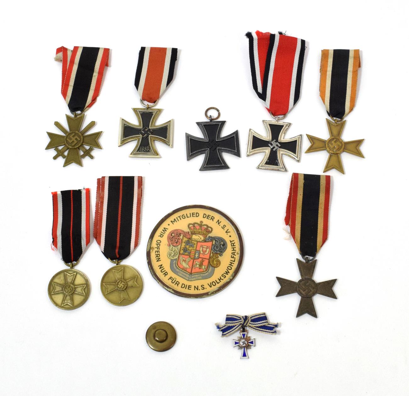 Lot 117 - Three German Third Reich Iron Crosses, Second Class:- each of three piece construction, one...