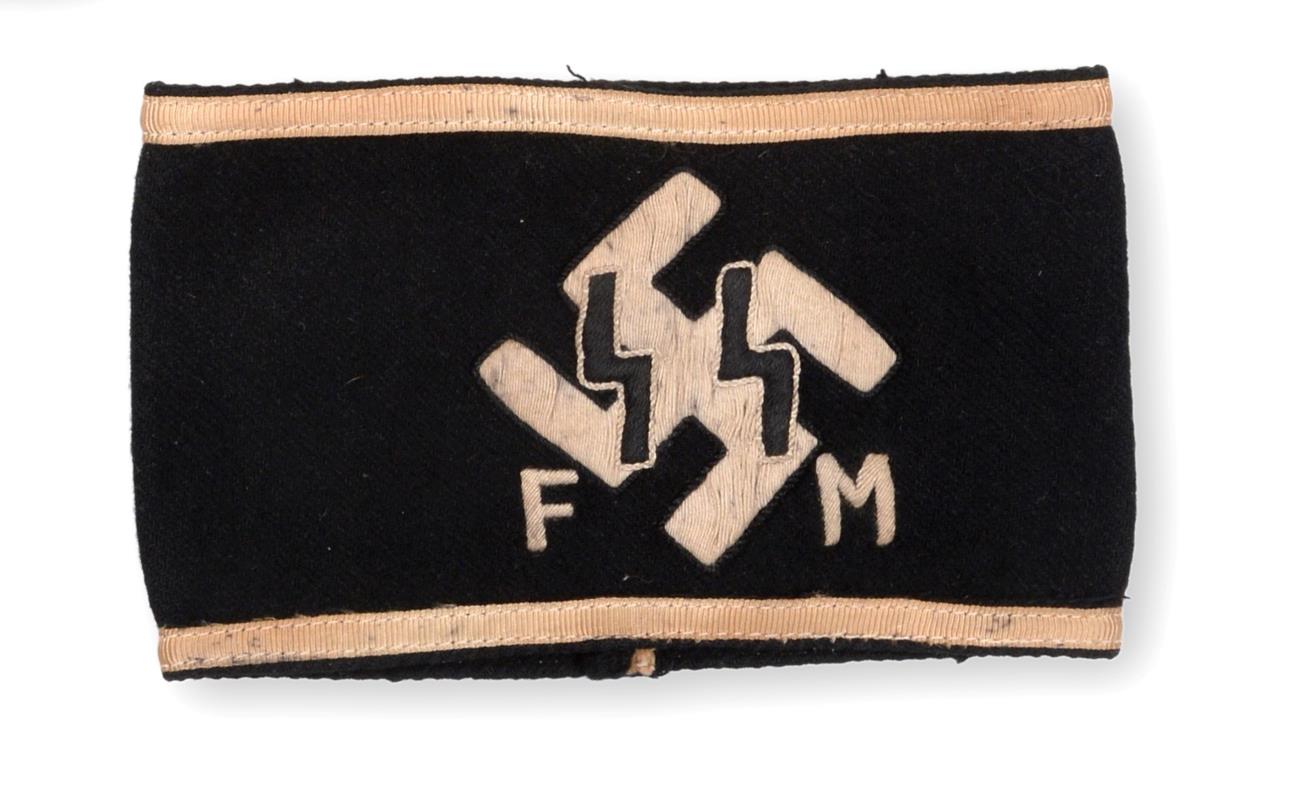Lot 118 - A German Third Reich ''Fantasy'' SS FM Armband, in black wool with cream long stitch...
