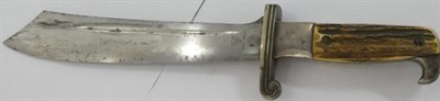 Lot 144 - A German Third Reich RAD EM Hewer, the single edge fullered clip point steel blade etched...