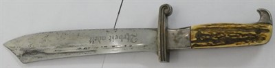 Lot 144 - A German Third Reich RAD EM Hewer, the single edge fullered clip point steel blade etched...