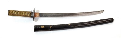 Lot 147 - A Shinto Japanese Wakizashi, the 40.5cm steel blade with traces of billowing hamon, the...
