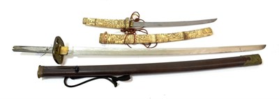 Lot 148 - A Japanese Wakizashi, with 33cm blade, the bone hilt and saya carved with panels of figures,...
