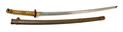 Lot 149 - A Japanese Second World War Shin-Gunto Katana, the 66.5cm steel blade with undulating hamon,...