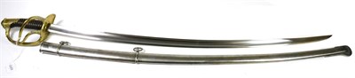 Lot 156A - A Late 19th Century French Heavy Cavalry Officer's Sword, with 90 cm single edge curved and...