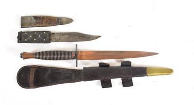 Lot 157 - A Third Pattern Fighting Knife, with machine forged steel blade, oval steel crossguard and...