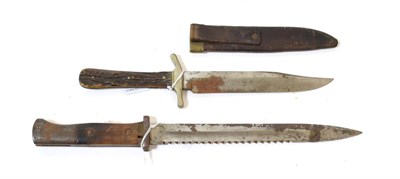 Lot 164 - A Late 19th /Early 20th Century Bowie Knife, with 18.5cm clip point steel blade, recurving...