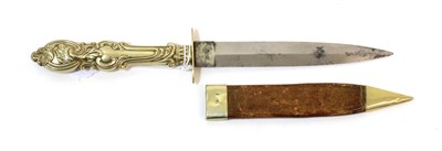 Lot 169 - A Victorian Bowie Type Knife, the 15.5cm double edge spear point steel blade etched NEVER DRAW...