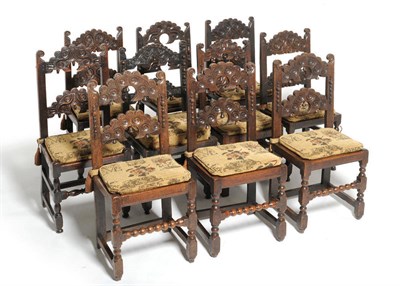 Lot 1176 - A Harlequin Set of Ten 17th Century and Later South Yorkshire Joined Oak Backstools, each with...