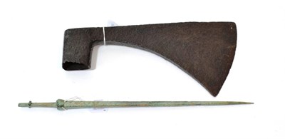 Lot 170 - A 17th Century Trade Axe Head, the 29cm blade with straight top edge, curved edge and with...