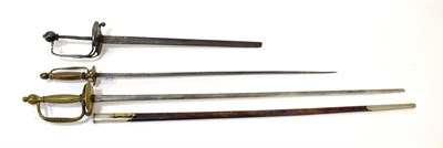 Lot 174 - An Edwardian Court Sword, the 75cm plain steel blade with rounded tip, the brass hilt with bead...