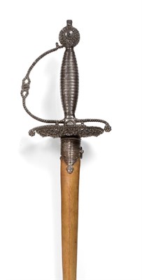 Lot 188 - A Georgian Court Sword, the 83cm triangular section steel blade half blued, engraved and gilt...