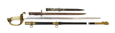 Lot 200 - A First World War US Naval Officer's Sword, the 73cm single edge fullered steel blade etched...