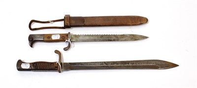 Lot 210 - A German Short Model 1898 Knife Bayonet, the saw-back blade stamped with crown over ERFURT,...
