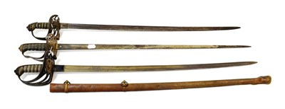 Lot 213 - Three Various Victorian Infantry Officer's Swords, comprising an 1827 Pattern example to the...