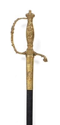 Lot 223 - A 19th Century Spanish Court Sword, the 78cm double edge steel blade etched at the ricasso with the