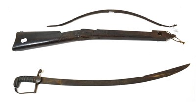 Lot 230 - A 19th Century Continental Cavalry Sabre, the 78cm single edge curved steel blade double edged...