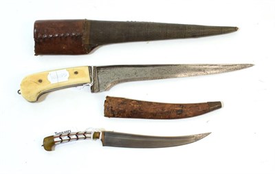 Lot 240 - A 19th Century Indian Karud Dagger, with 25.5cm T section steel blade, with bone grip scales,...
