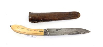 Lot 242 - An Unusual 19th Century Balkan Knife, the 15cm single edge steel blade with two narrow fullers...