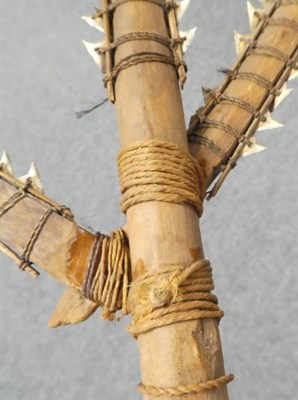Lot 243 - An Early/Mid 20th Century Kiribati (Gilbert Islands) Three Pronged Shark-Toothed Sword, constructed