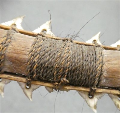 Lot 243 - An Early/Mid 20th Century Kiribati (Gilbert Islands) Three Pronged Shark-Toothed Sword, constructed
