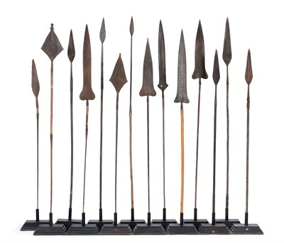 Lot 252 - A Collection of Fourteen Late 19th/20th Century African Spears, Upper Congo, most with long waisted