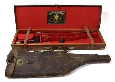 Lot 264 - An Early 20th Century Brass-Bound and Leather-Covered Oak Shotgun Case, the lid named to ''H.O....