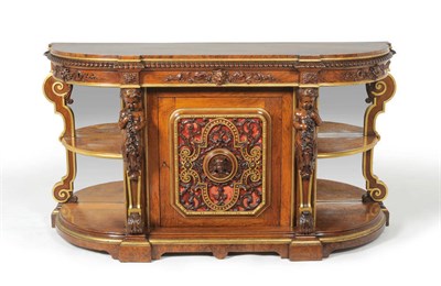 Lot 1186 - An Impressive Mid 19th Century Walnut and Parcel Gilt Credenza, of breakfront form, the frieze...