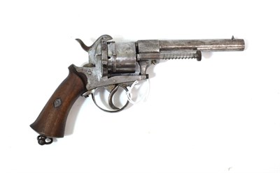 Lot 313 - A 19th Century Belgian Six Shot Pinfire Revolver, with 12.5cm round sighted barrel, the...