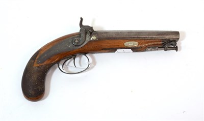 Lot 316 - A 19th Century Side by Side Double Barrel Percussion Travelling Pistol, with blued finish, the 16cm