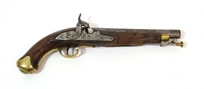 Lot 319 - An 18th Century Percussion Naval Service Pistol, converted from a flintlock, the 22cm steel...