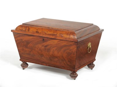 Lot 1195 - A Late Regency Mahogany Wine Cooler, 2nd quarter 19th century, the hinged lid above a tapering body