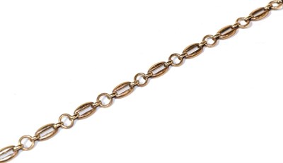 Lot 16 - A 9 carat gold oval and circular link necklace, length 36cm