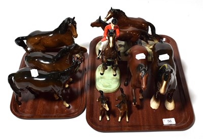 Lot 56 - Beswick and Royal Doulton Horses and Foals including Huntsman (on rearing horse), model No. 868 and