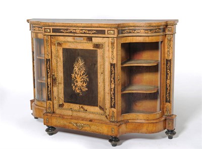 Lot 1200 - A Victorian Figured Walnut, Ebonised and Floral Marquetry Credenza, with presentation plaque...