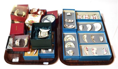 Lot 65 - Two trays of miniature china trios and cups and saucers including Royal Crown Derby, Wedgwood,...