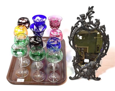 Lot 73 - A composite harlequin set of nine wine glasses; together with three further wine glasses and a...
