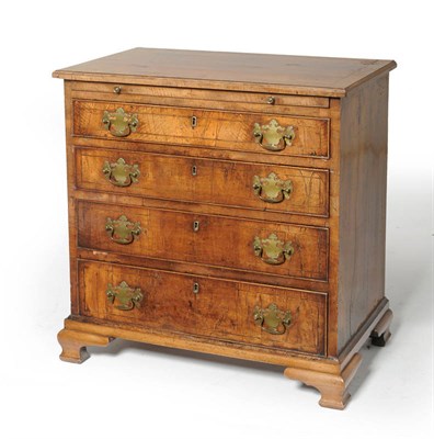 Lot 1201 - A George II Walnut, Boxwood and Ebony Strung Straight Front Bachelor's Chest, mid 18th century,...